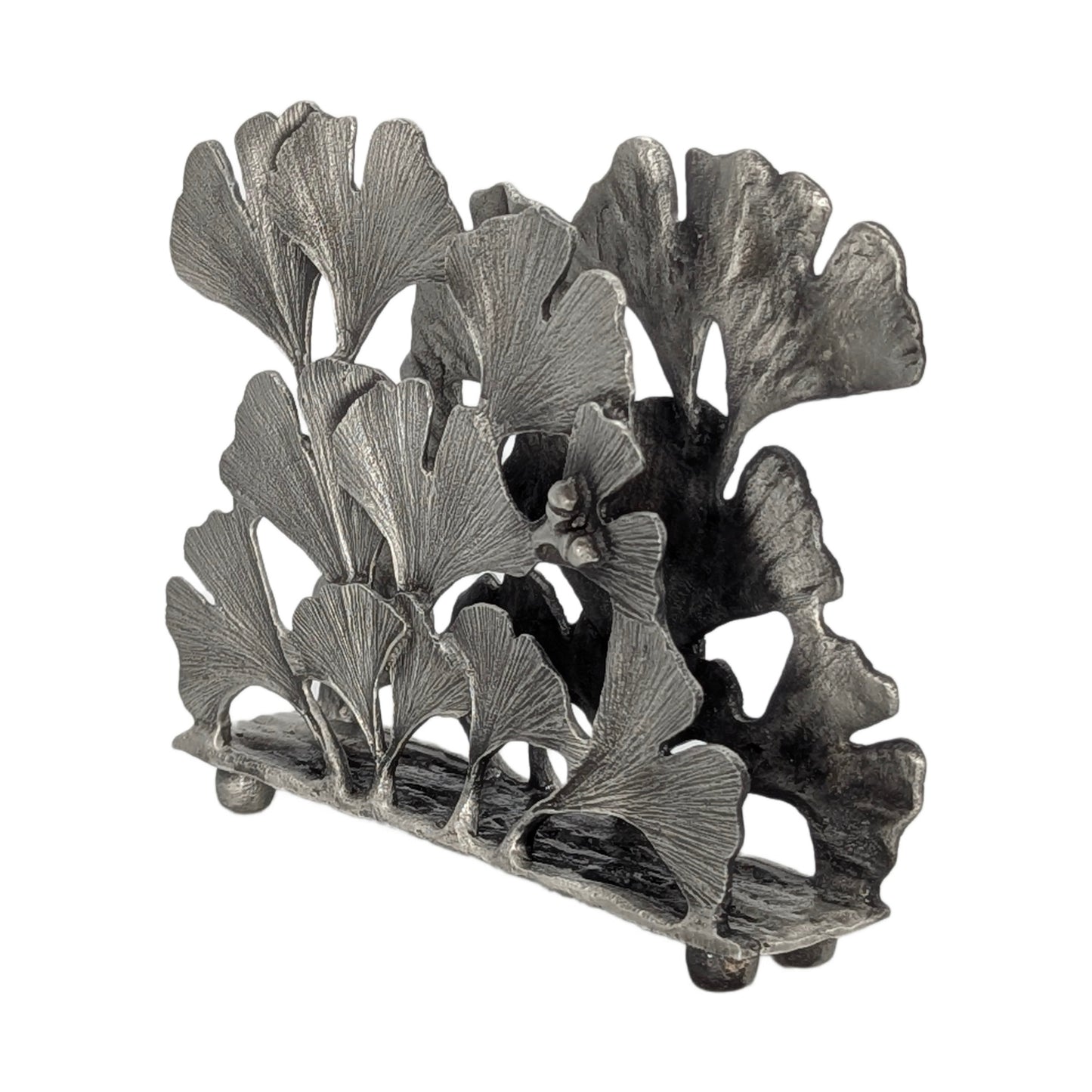 Ginkgo Pewter Napkin Holder Letter Organizer Home and Desk Decor Inspired by Nature