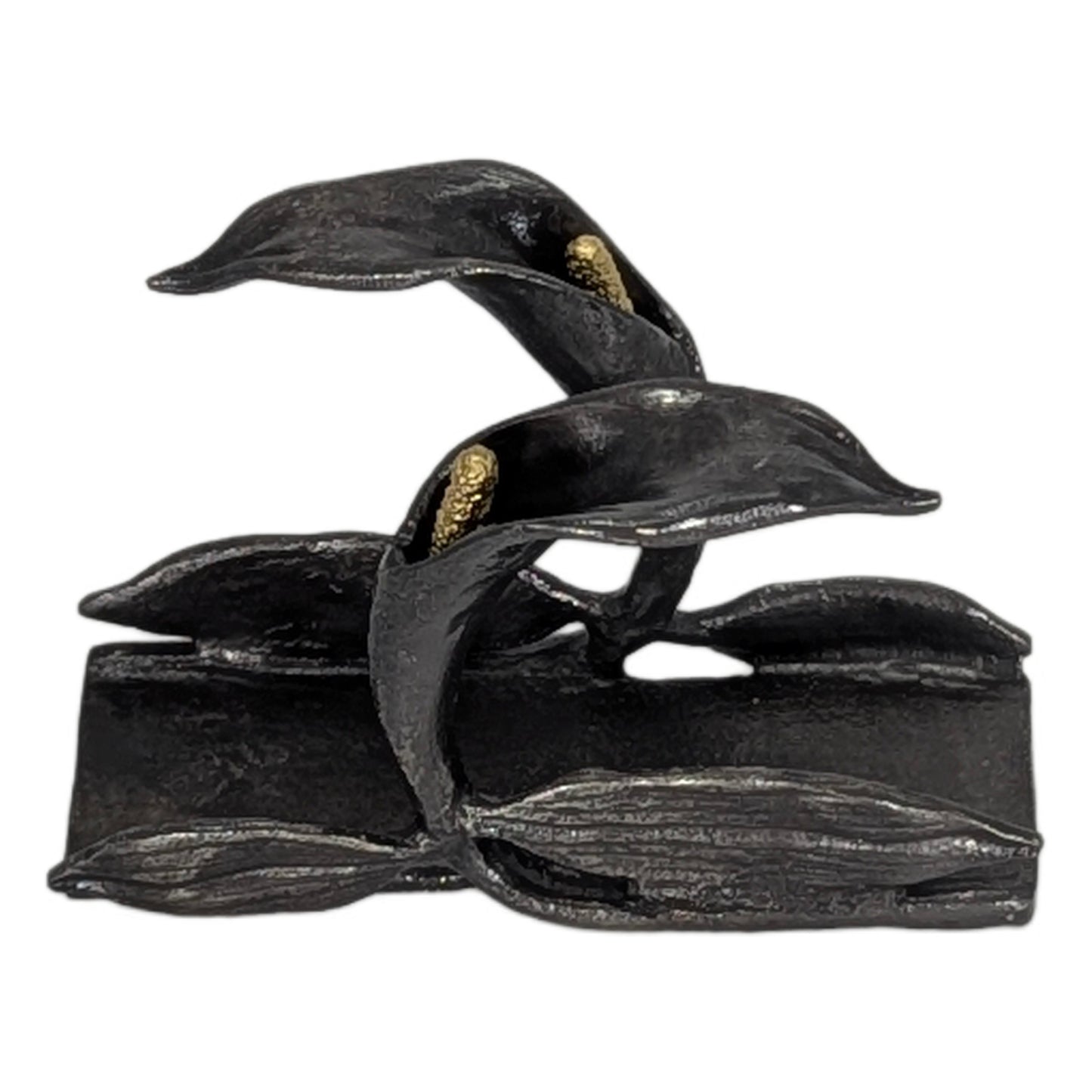 Calla Lily Pewter Business Card Holder – Botanical Desk Organizer Nature Inspired