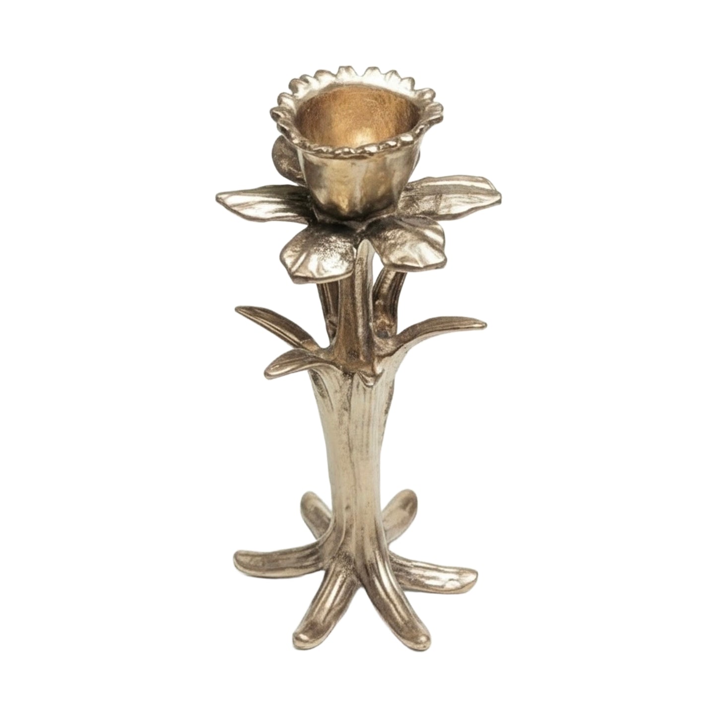 Daffodil Pewter Taper Candle Holder Home Decor Inspired by Nature