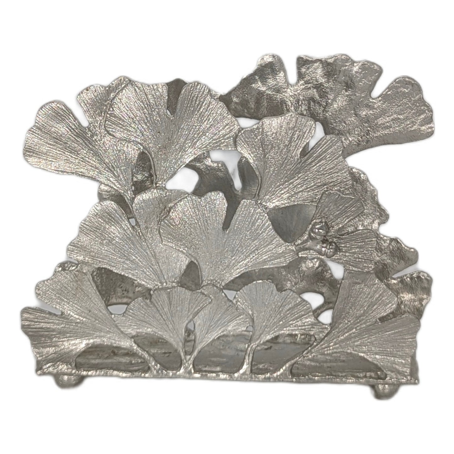 Ginkgo Pewter Napkin Holder Letter Organizer Home and Desk Decor Inspired by Nature