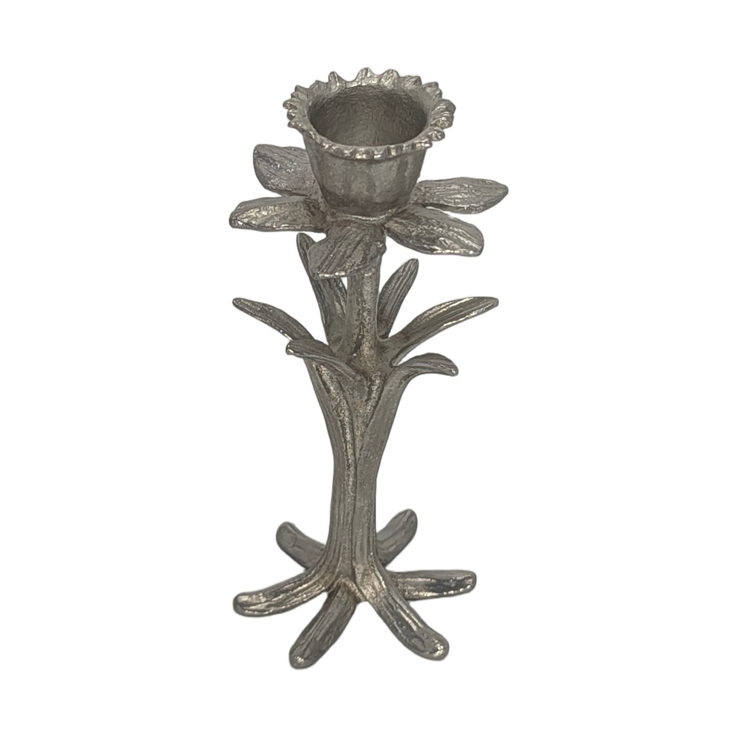 Daffodil Pewter Taper Candle Holder Home Decor Inspired by Nature