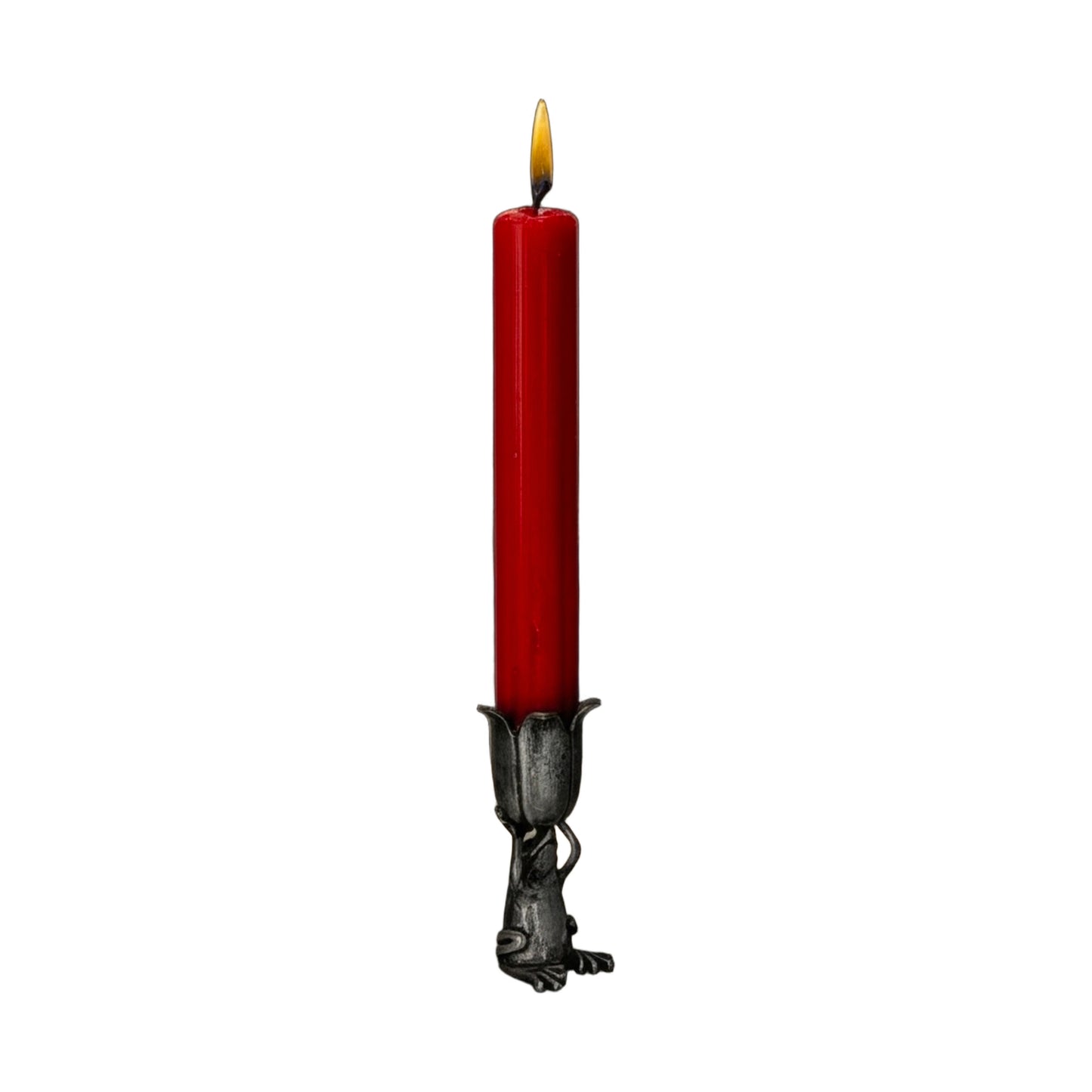 Candelabro de peltre minimalista con forma de rana coquí encantadora, artículo de colección para decoración.