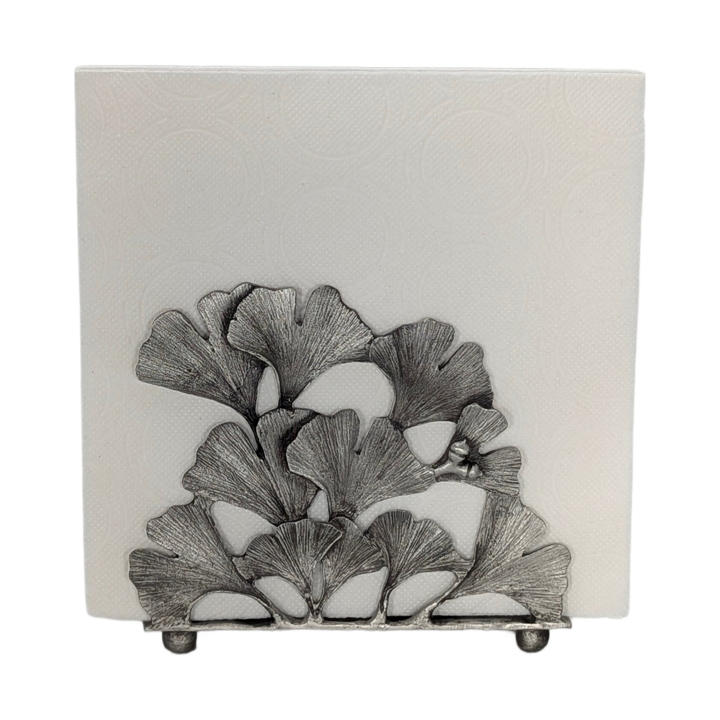 Ginkgo Pewter Napkin Holder Letter Organizer Home and Desk Decor Inspired by Nature
