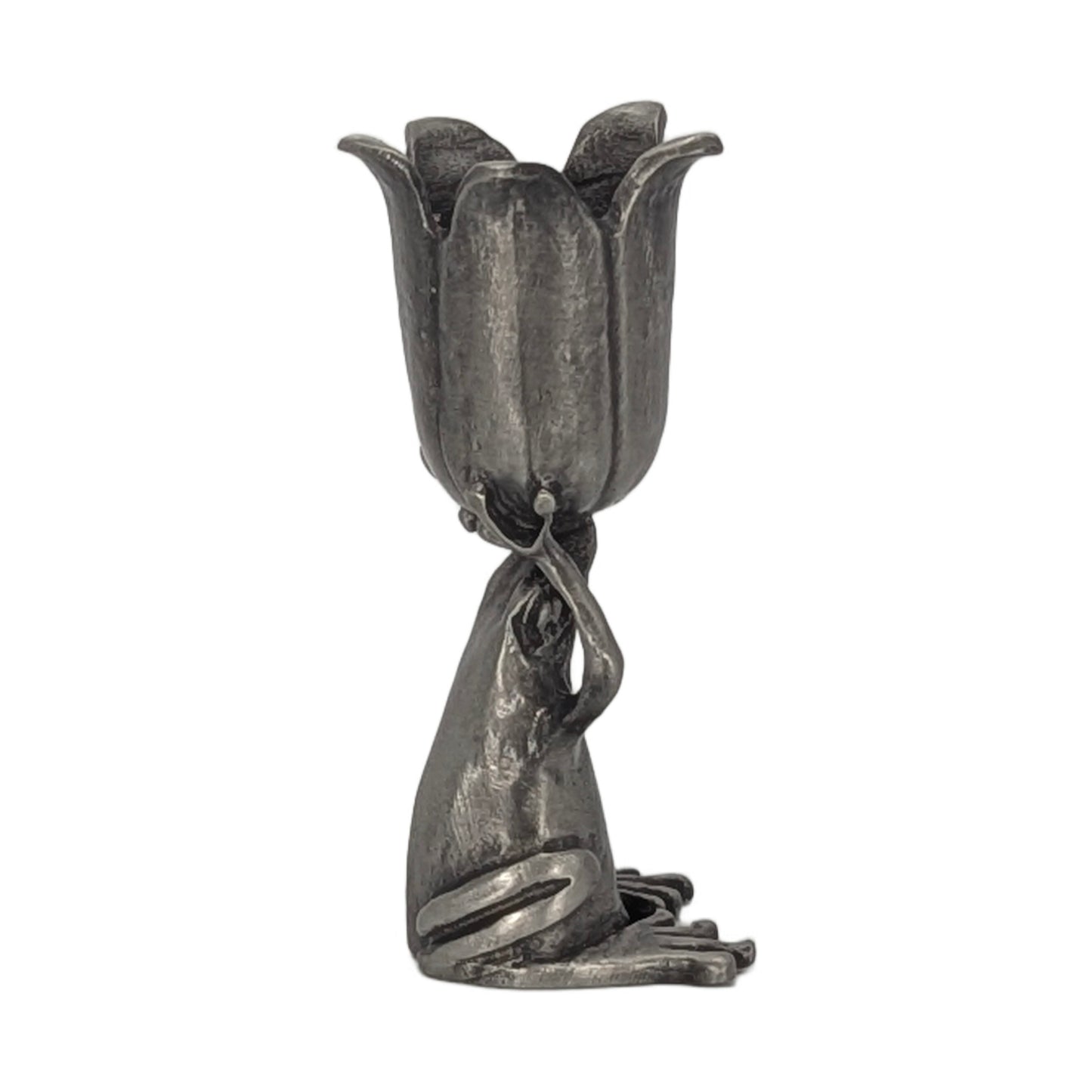 Candelabro de peltre minimalista con forma de rana coquí encantadora, artículo de colección para decoración.