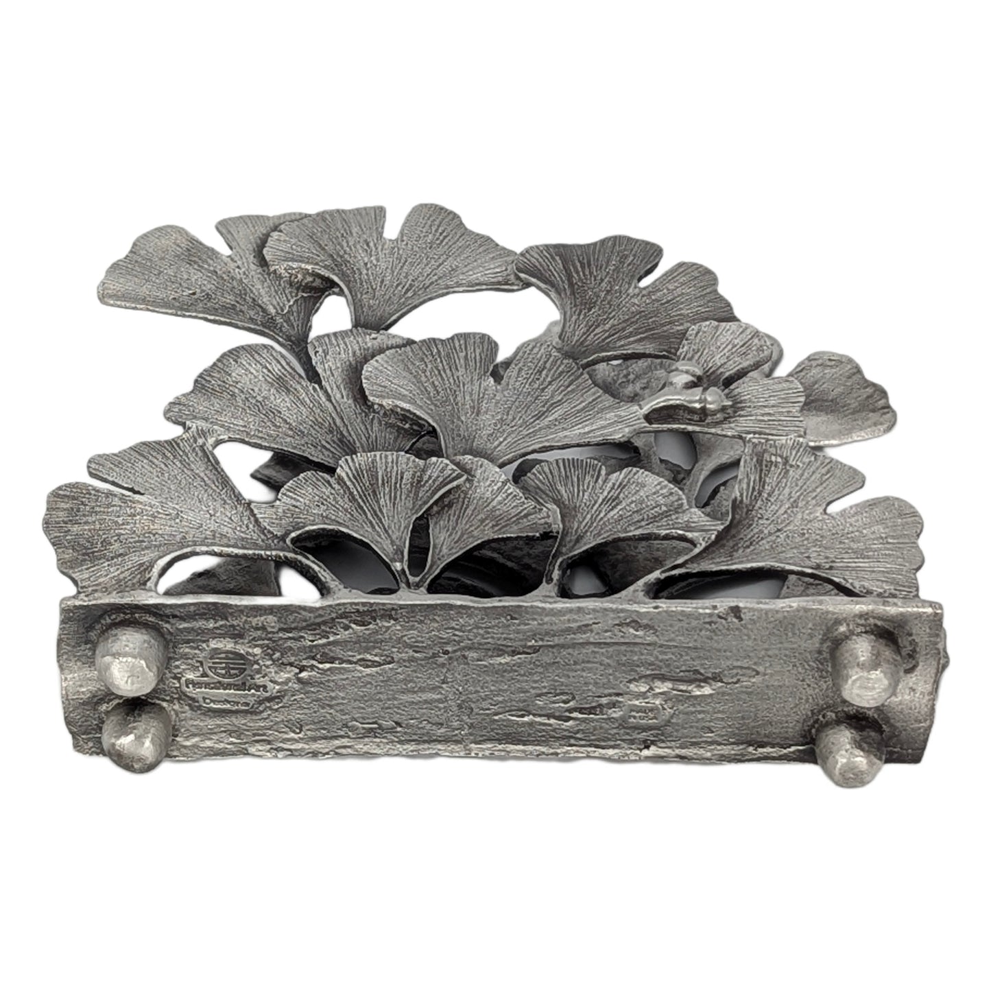 Ginkgo Pewter Napkin Holder Letter Organizer Home and Desk Decor Inspired by Nature