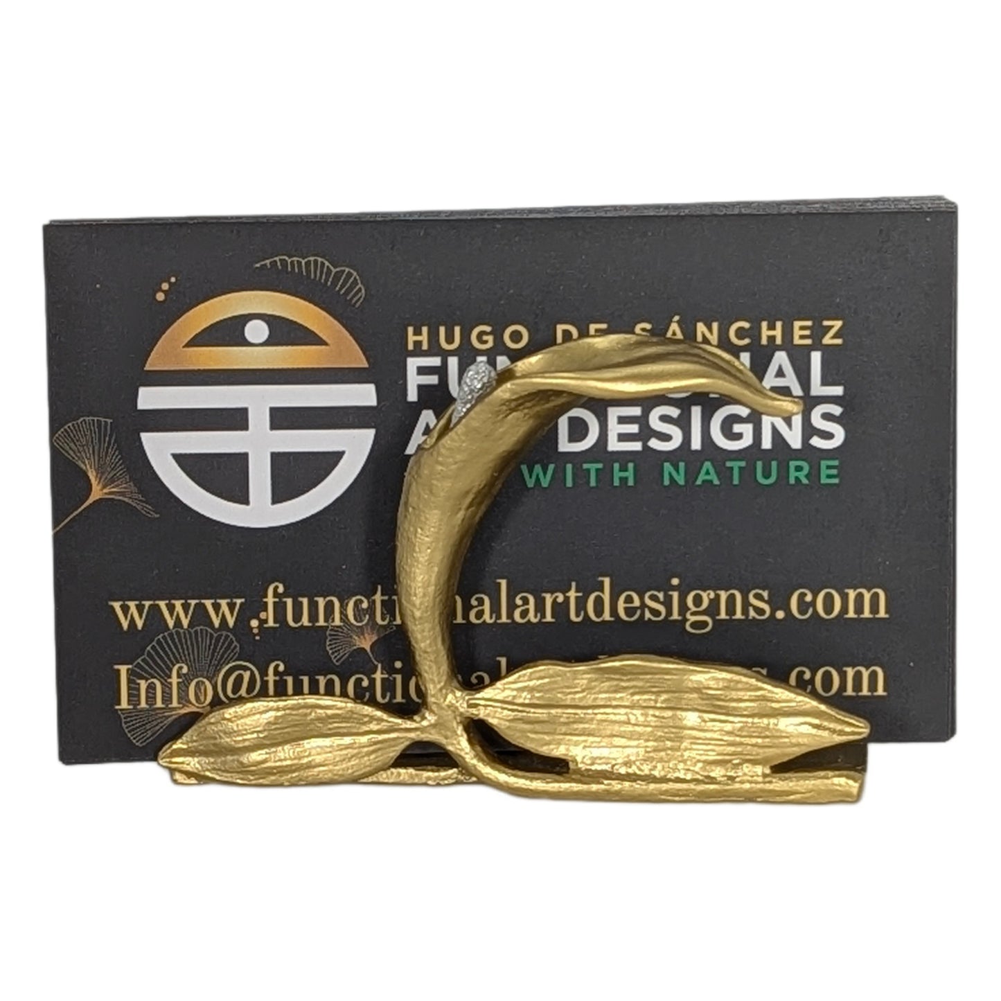 Calla Lily Pewter Business Card Holder – Botanical Desk Organizer Nature Inspired