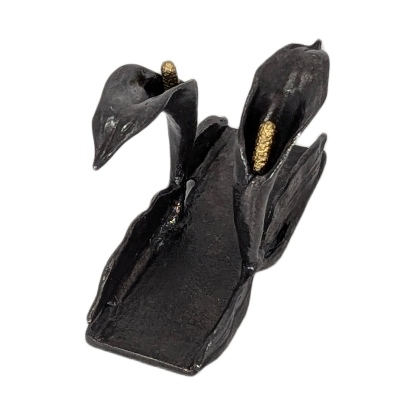 Calla Lily Pewter Business Card Holder – Botanical Desk Organizer Nature Inspired